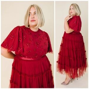 Ivy City Co Red Embroidered Dress